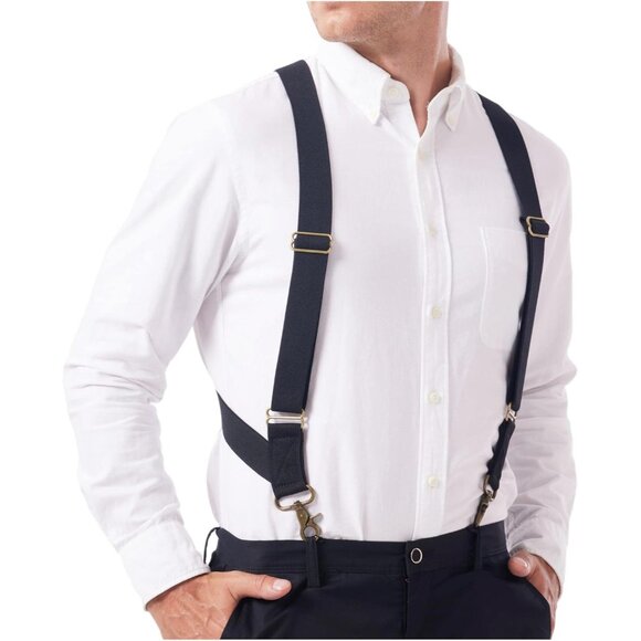 Heavy Duty Suspenders for Men Big Black Tall Comfortable Adjustable Support - Picture 1 of 8